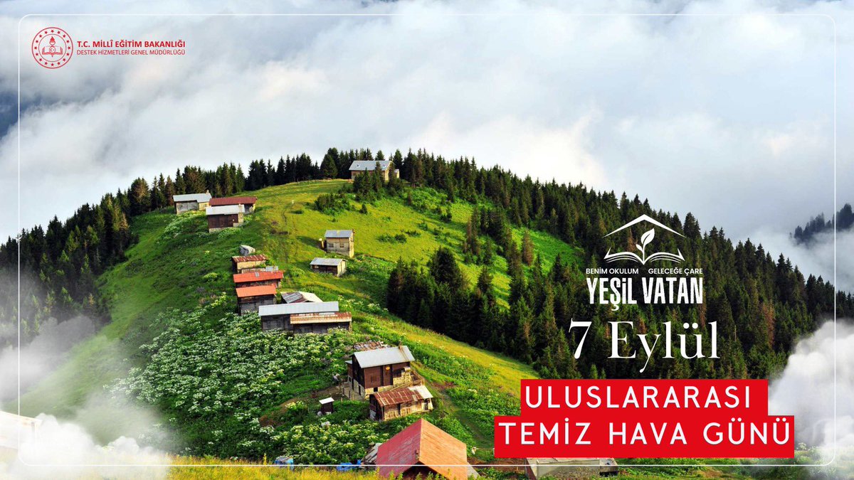 Uluslararası Temiz Hava Günü, #YesilVatan ımızı korumak ve sağlıklı bir gelecek inşa etmek için önemli bir hatırlatmadır. 
Tematik takvimimizde de yer alan bu anlamlı günde daha yaşanabilir bir dünya için hep birlikte sorumluluk alıyoruz. 🌱🌏

<a href="/tcmeb/">Millî Eğitim Bakanlığı</a> <a href="/Yusuf__Tekin/">Yusuf Tekin</a> <a href="/omurfatih/">Ömür Fatih Karakullukçu</a>