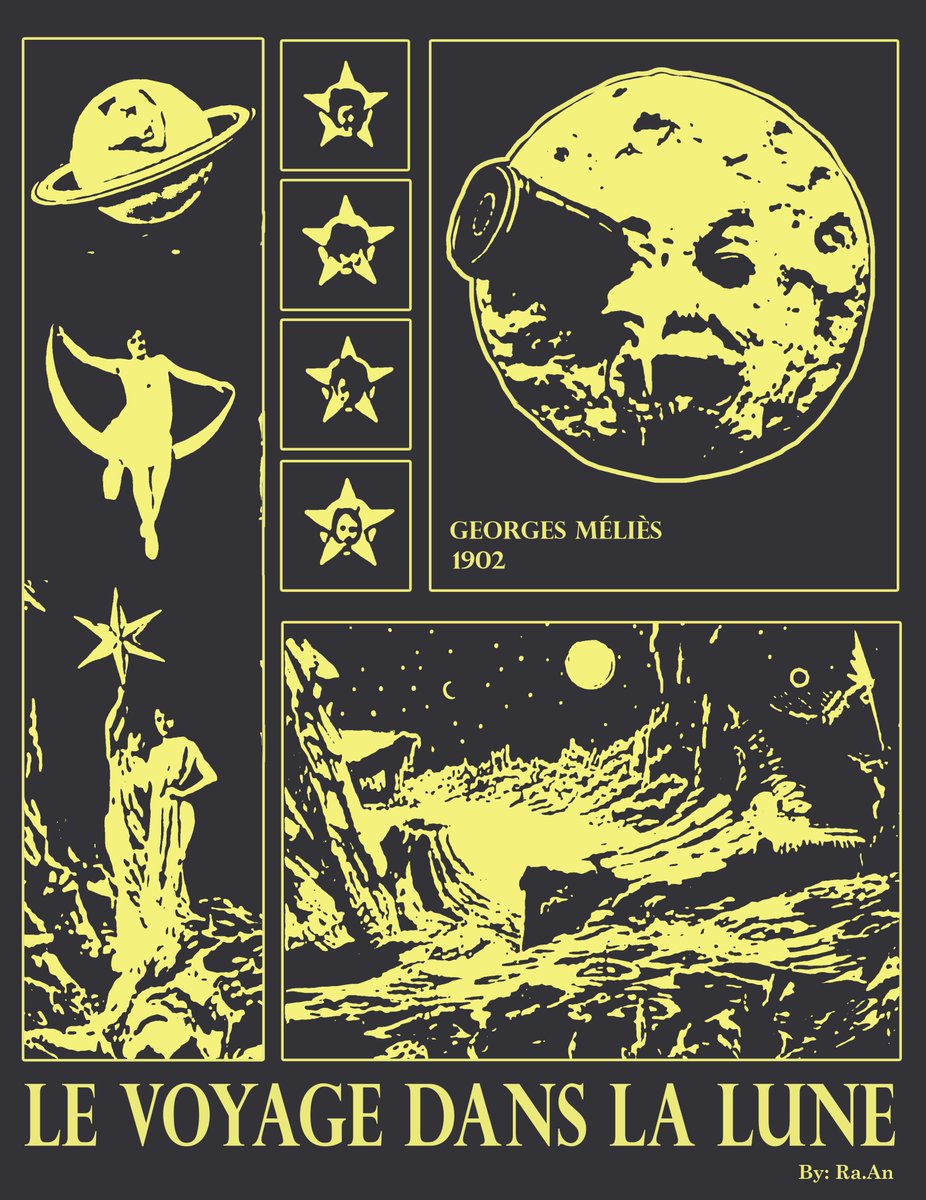 Max4shi's tweet photo. Le Voyage dans la Lune (A trip to the Moon) [1902]
Georges Méliès 🌕🌙🌟
Poster design

#fanart #Poster #posterdesign #ATriptotheMoon #silentfilm #SciFiArt #digitalarts #film #moon #xeroxart #film #SciFi https://t.co/gGXD75X1fY