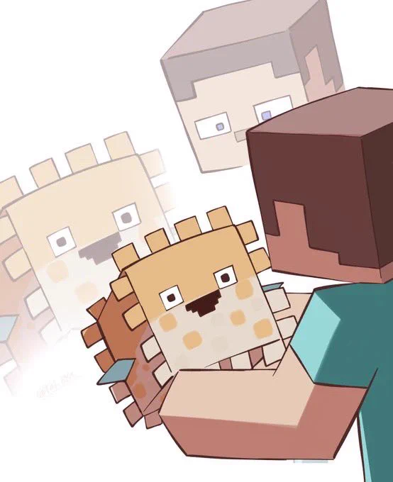 マイクラ 何処かで見たような顔のフグ