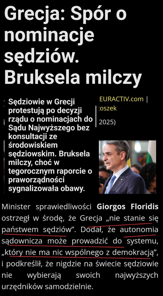 Szanowni Państwo  w Grecji rozgorzał spór o powołania do Sądu Najwyższego. Rząd w Atenach, bez konsultacji z samorządem sędziowskim, mianował nowych sędziów. Związki sędziów podniosły alarm, wskazując na naruszenie zasad niezależności. Co na to Bruksela? Komisja Europejska wprost
