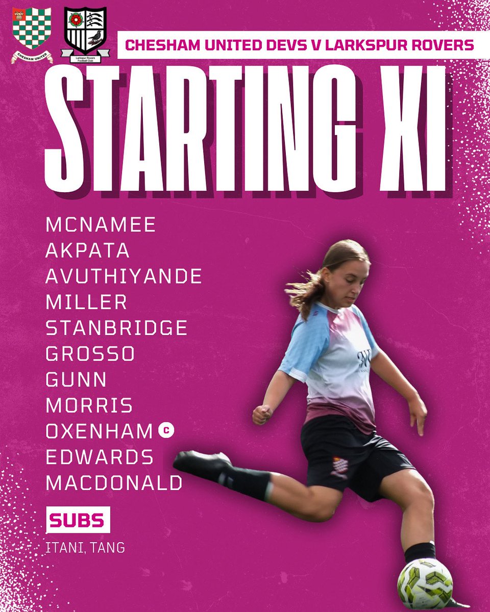 CUWFCDevTeam's tweet photo. Here’s how we line up today| Chesham Devs Starting XI! 💜💙 https://t.co/SdqOWu00zr