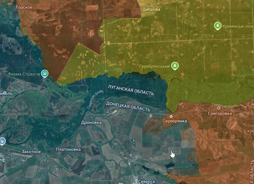 Кременской лес все, под полным контролем РФ...Серебрянский лес под ВСУ 2*7 км...и его они уже покидают...Колумбийцев уже не хватает...