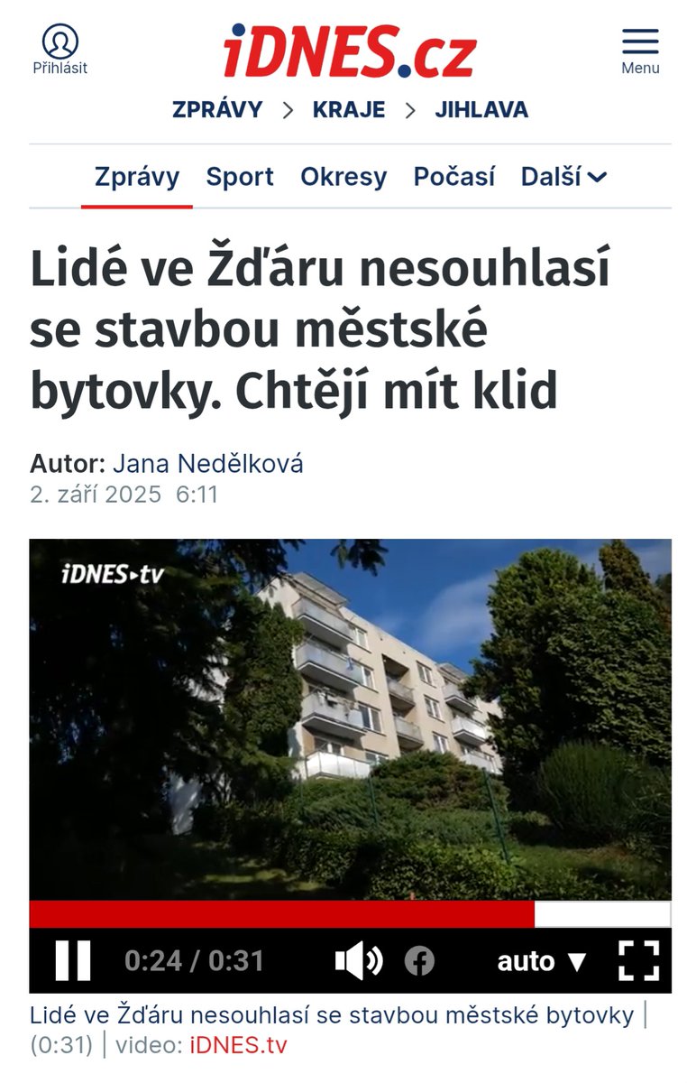 Regionální NIMBY: město Žďár n. Sázavou chce stavět dostupné nájemní bydlení 300 metrů od náměstí, na místě jakési ruiny, nad ní je 5podlažní budova úřadu, územní plán dávno bytovku umožňuje.

Ale z druhé strany má ulice "svůj unikátní charakter" (=jsou v ní jen RD se zahradami