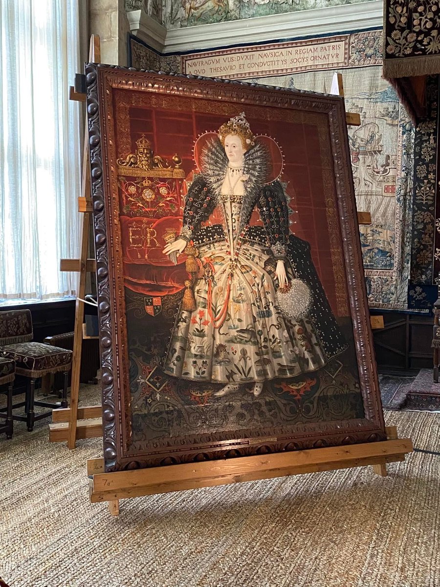 Posting this gorgeous portrait of Queen Elizabeth I again on her birthday, this day 1533. Commissioned by Bess of Hardwick in 1598-99, attributed to the workshop of Nicholas Hilliard. Beautiful Tudor portrait and one of much loved treasures in Hardwick Hall. 
Derbyshire