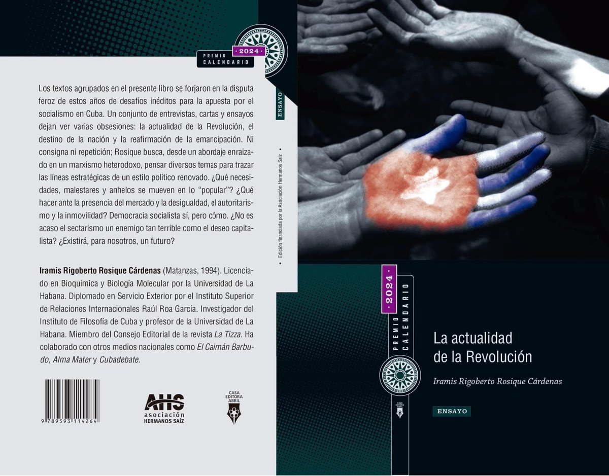 CPLL Camagüey (@librocamaguey) on Twitter photo 🇨🇺 La actualidad de la Revolución, Premio Calendario 2024, invita a trazar líneas estratégicas con un estilo político renovado, desde el marxismo heterodoxo y con la perspectiva fresca de un joven talento que despunta en el campo de la investigación filosófica.
#LeerEsCrecer 🇨🇺 La actualidad de la Revolución, Premio Calendario 2024, invita a trazar líneas estratégicas con un estilo político renovado, desde el marxismo heterodoxo y con la perspectiva fresca de un joven talento que despunta en el campo de la investigación filosófica.
#LeerEsCrecer