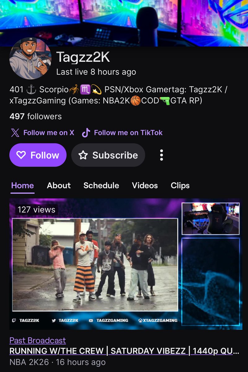 Just wanted to reach out and say first and foremost THANK YOU 🙏🏾 to all that have been showing love lately. I set a GOAL for myself to hit 500 Followers and I’m only 3 followers away from hitting it. If you don’t already Follow me on Twitch: twitch.tv/tagzz2k