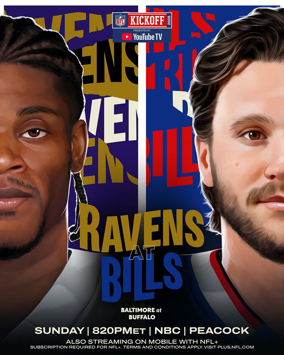 MVP vs. MVP on Sunday Night Football. 🍿

BALvsBUF – 8:20pm ET on NBC
Stream on <a href="/NFLPlus/">NFL+</a> + Peacock