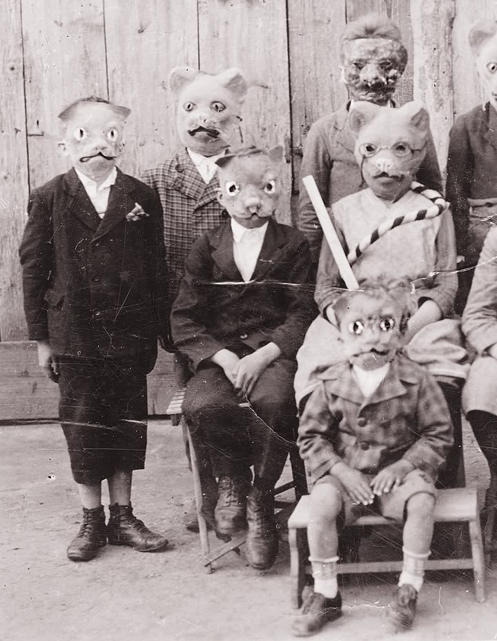 Animal masks, 1930. From the Budapest Municipal Photography Company archive. 🐰