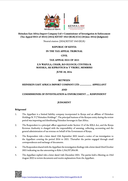 The engagement on this post (see quoted tweet) on the Tax Appeals Tribunal's judgement on Appeal No.E1116/2024 (Kirin Pipes Limited vs KRA Commissioner Intelligence Strategic Operations Investigations &amp; Enforcement) regarding deposits to one's bank account being deemed income &amp;