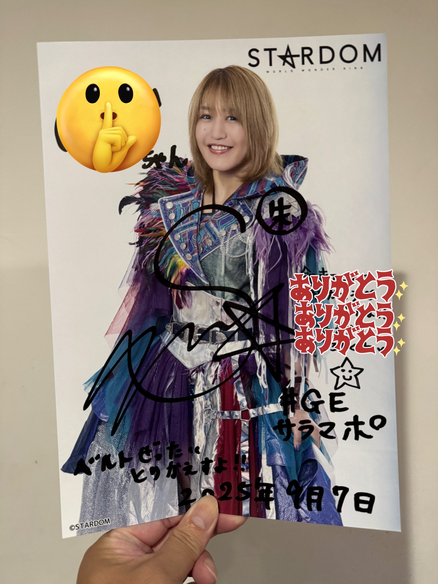 ☆〜9月16日☆ STARDOM スターダム朱里　直筆サイン・手形・写真入り色紙 ☆〜9月16日☆ STARDOM スターダム朱里 直筆サイン・手形・写真入り
