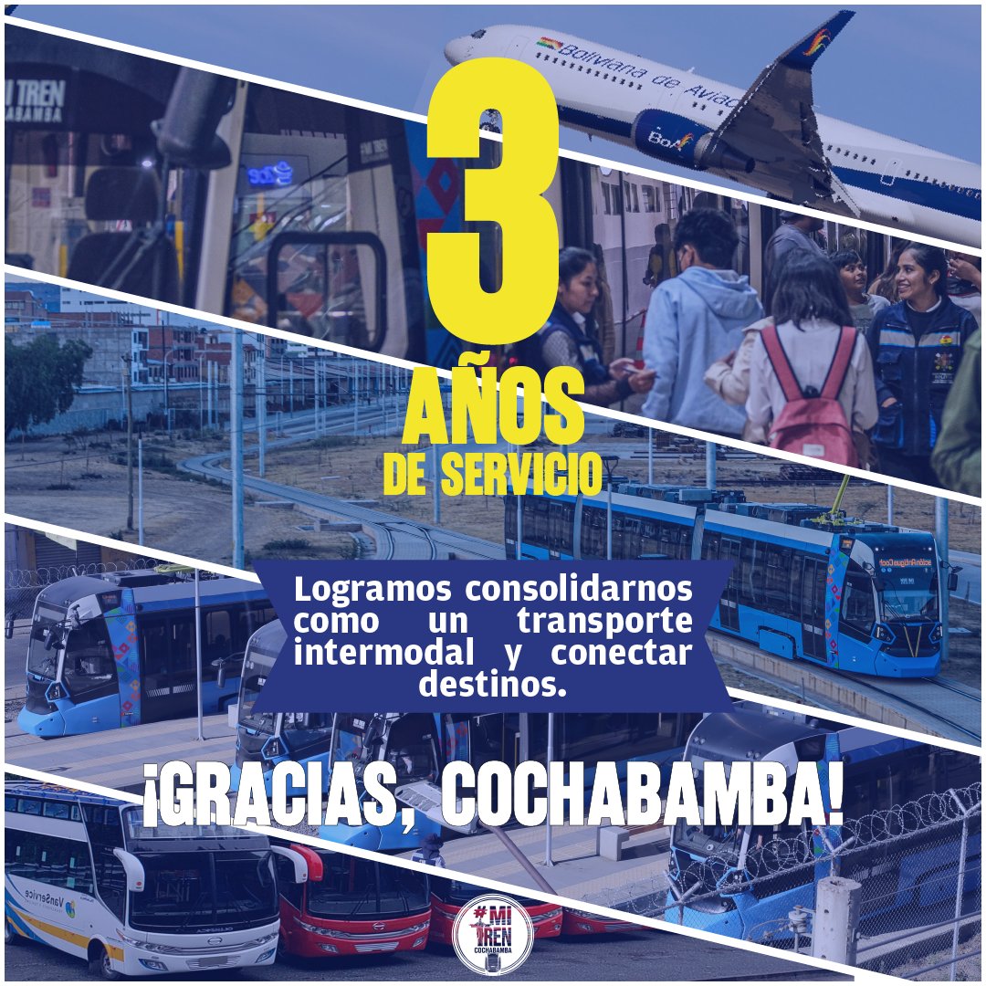 🎉🚆 ¡Hoy celebramos 3 años en ¡Mi Tren! 🎊

En este tiempo, hemos logrado consolidarnos como un transporte intermodal, conectando destinos y facilitando la movilidad de nuestra comunidad. 🚉🚌✈️
¡Juntos seguimos avanzando hacia un futuro interconectado lleno de oportunidades!