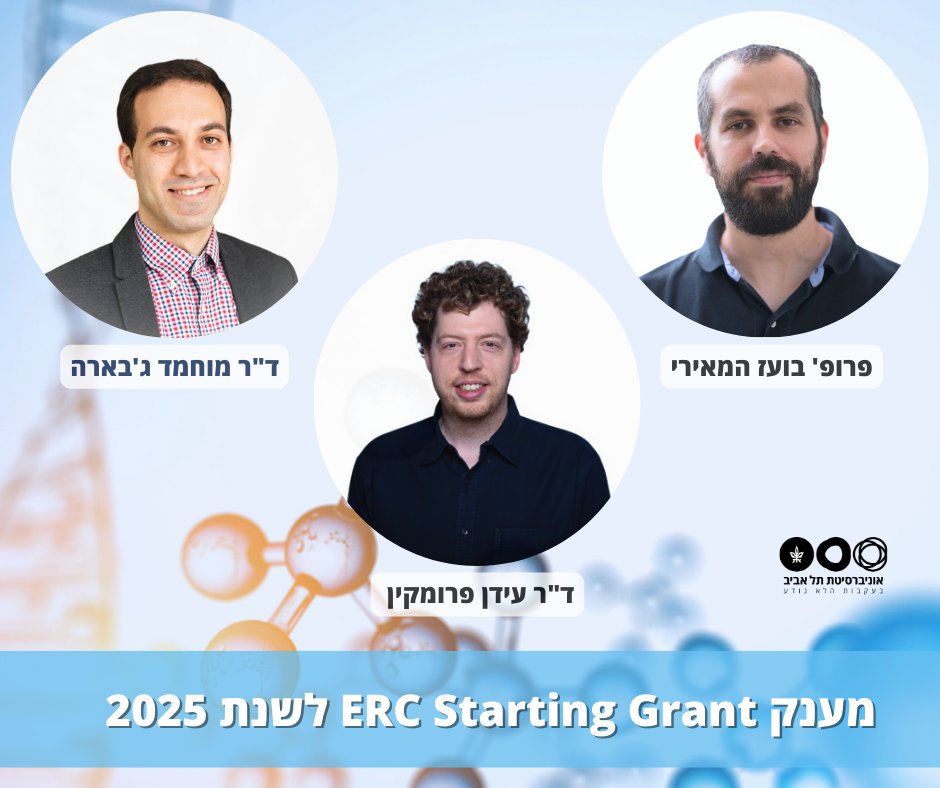 שלושה חוקרים מאוניברסיטת תל אביב זכו במענקי ERC Starting Grant היוקרתיים לשנת 2025🏆

מועצת המחקר האירופית (ERC) פרסמה את תוצאות הקול הקורא של מענק ה- ERC Starting Grant לשנת 2025, בהם שלושה חוקרים מאוניברסיטת תל אביב. מענק זה מיועד לחוקרים וחוקרות מבטיחים בתחילת הקריירה האקדמית