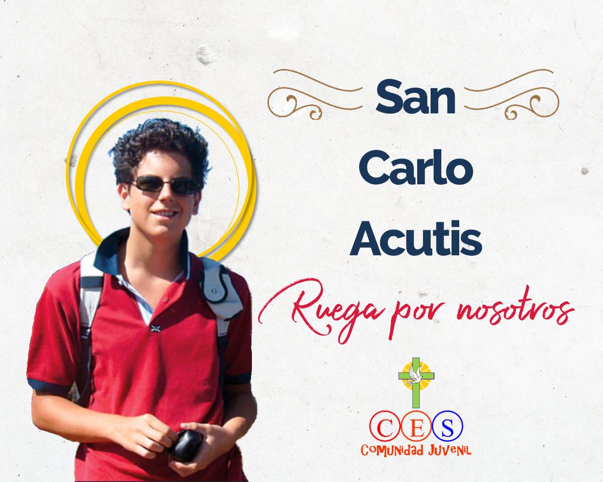 comunidad_ces's tweet photo. Carlo Acutis nació en Londres en 1991 y se crió en Milán, Italia. A los siete años sintió una devoción profunda por la Eucaristía, describiéndola como “mi autopista hacia el Cielo”, y participaba cada día en misa, confesándose regularmente y rezando el rosario. https://t.co/9ibfVDTJVK
