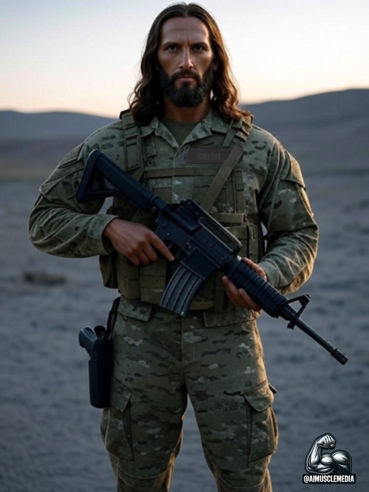 AiMuscleMedia's tweet photo. People need to realize that Jesus is the only thing standing between a full-blown Muslim takeover of the United States. The USA was founded on Christian principles, not Islam. This is the 21st-century Jesus! ✝️🇺🇸💪#JesusSaves #ChristianNation #USA #DefendFaith https://t.co/s6c5CkhK1r