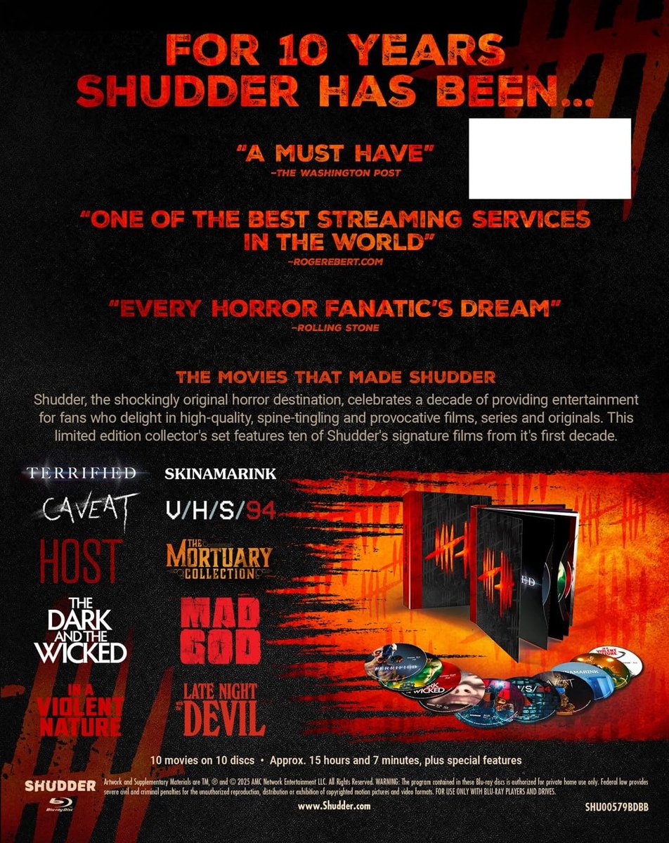 This is a brilliant move from a streaming service. Shudder is releasing a 10th anniversary Blu-ray collection in November with ten of their most important and popular horror movies. Proof positive that streaming and physical media can (and should) exist in beautiful harmony!