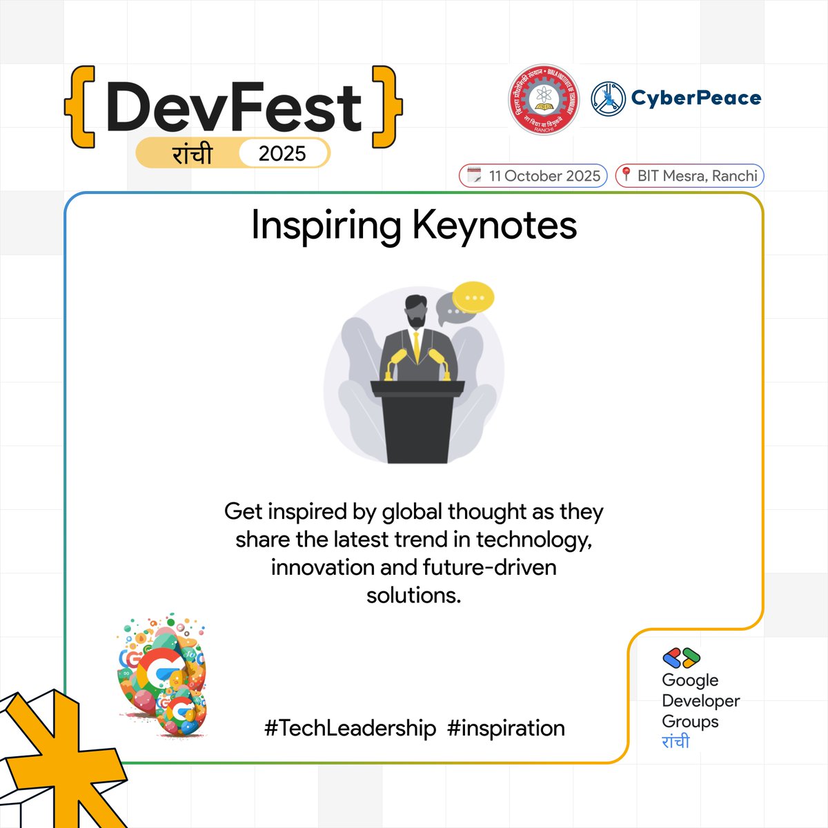 gdgrnc's tweet photo. @GDGIndia @gdgrnc @GoogleIndia @GoogleDevsIN @googledevs @googledevgroups
#goodies
#Devfest2025 #DevfestRanchi #devfestrnc #GDGRanchi #gdgrnc #devfest #devfest2k25 #DevfestRanchi2025 #Google #GoogleDevfest https://t.co/pSgefyO0KZ