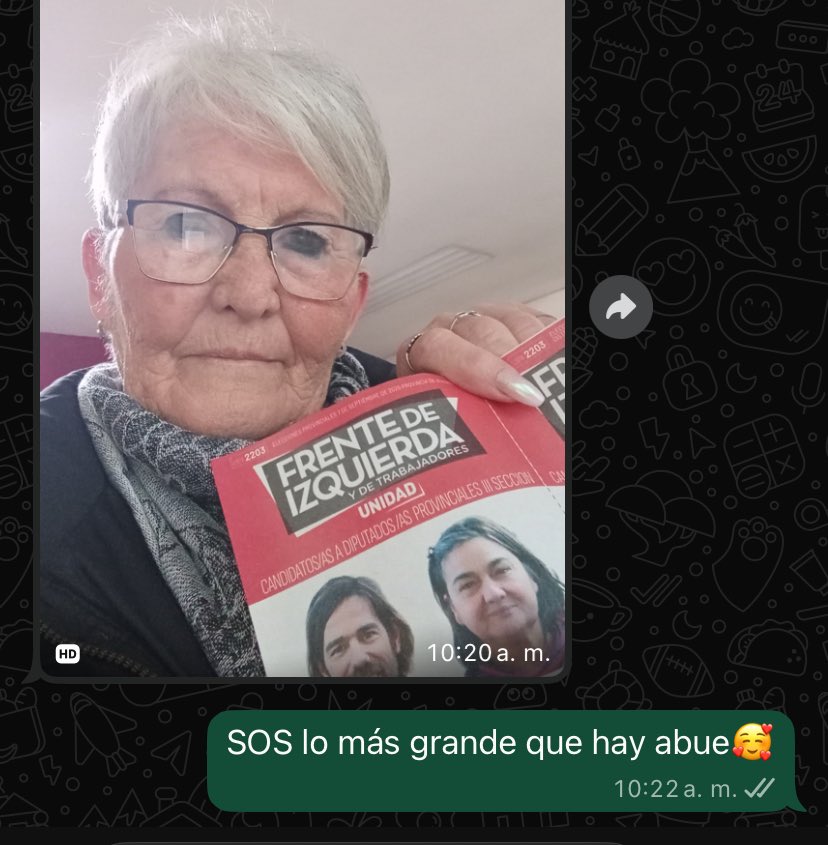 Como cada elección, mi abuela me manda foto con la boleta de la única fuerza que banca en las calles y en todos lados a los jubilados ❤️