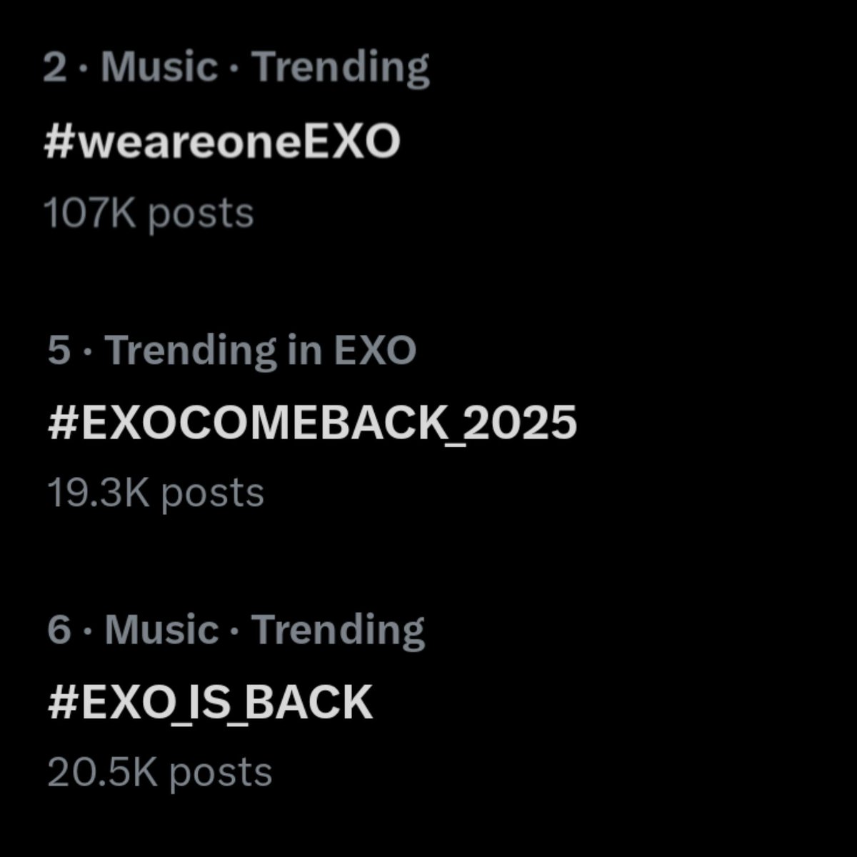 PHIXOs, EXO is back!

Let's keep dropping tags 🤩❤️‍🔥
#EXOCOMEBACK_2025
#EXO_IS_BACK #EXO #엑소
#weareoneEXO <a href="/weareoneEXO/">EXO</a>