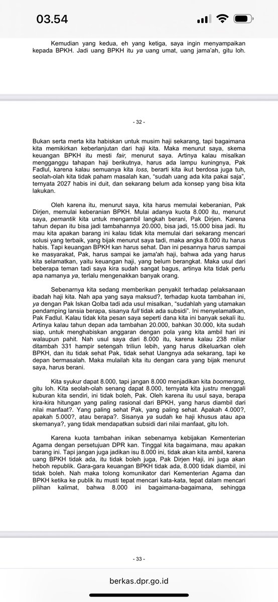 <a href="/anna_hasbie/">Anna Hasbie</a> DPR sampaikan sejak 2023, kuota tambahan kasih ke haji khusus, kalau tdk berbahaya untuk keberlangsungan dana haji kedepan, bersesuaian dgn apa yg pernah disampaikan oleh BPK termasuk KPK, bahwa nilai manfaat bukan hanya milik jamaah tahun berjalan, namun seluruh jamaah tunggu.