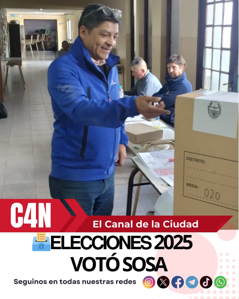 🗳️#𝗘𝗟𝗘𝗖𝗖𝗜𝗢𝗡𝗘𝗦𝗖𝗔𝗦𝗧𝗘𝗟𝗟𝗜2025
VOTÓ SOSA 

El candidato a 1er concejal por la Alianza LLA-PRO emitió su voto.