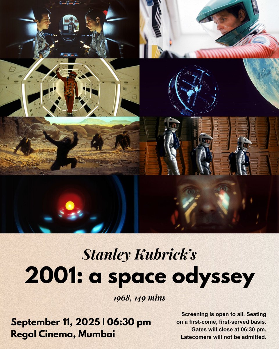 FHF_Official's tweet image. Watch the newly restored version, supervised by Christopher Nolan, of Stanley Kubrick&apos;s groundbreaking masterpiece “2001: A Space Odyssey” this Thursday, September 11 at 06:30 only only at Regal Cinema, Mumbai!