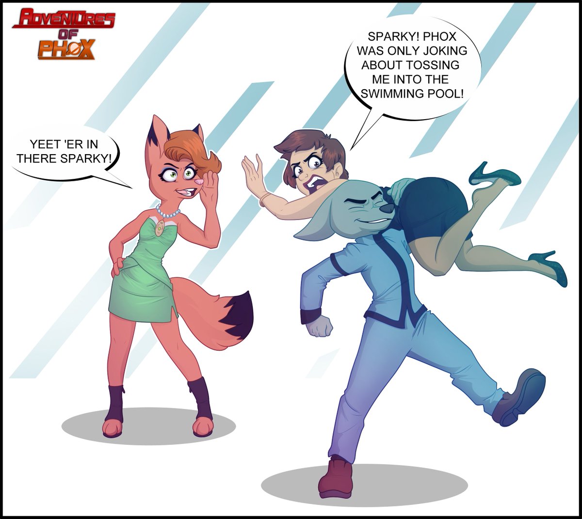 Uh oh... it looks like a prank might be going pretty far! I wonder, will  Sparky actually toss Kap into the pool? He seems pretty content with  following this through. Either way, Kap is going to be VERY MAD!