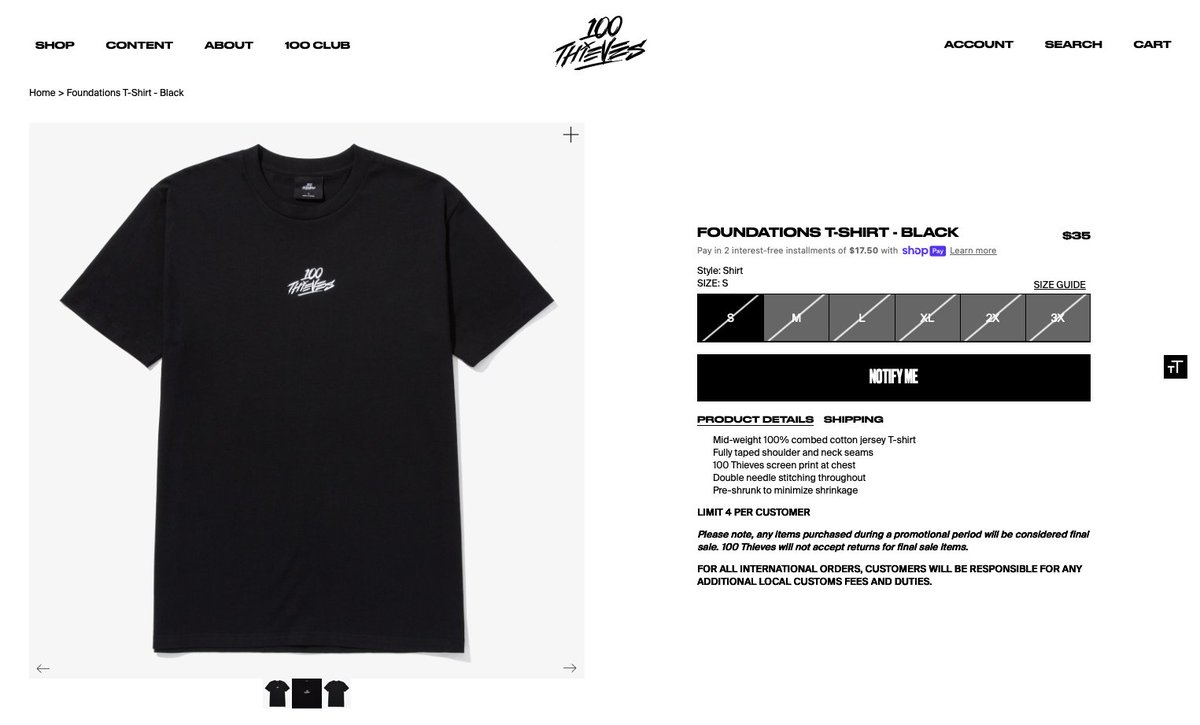 Sigh, what I would do to have @100thieves re-release their best Foundations tee sets. My favorite shirt is starting to fall apart 😭

Next time someone remind me to buy multiples