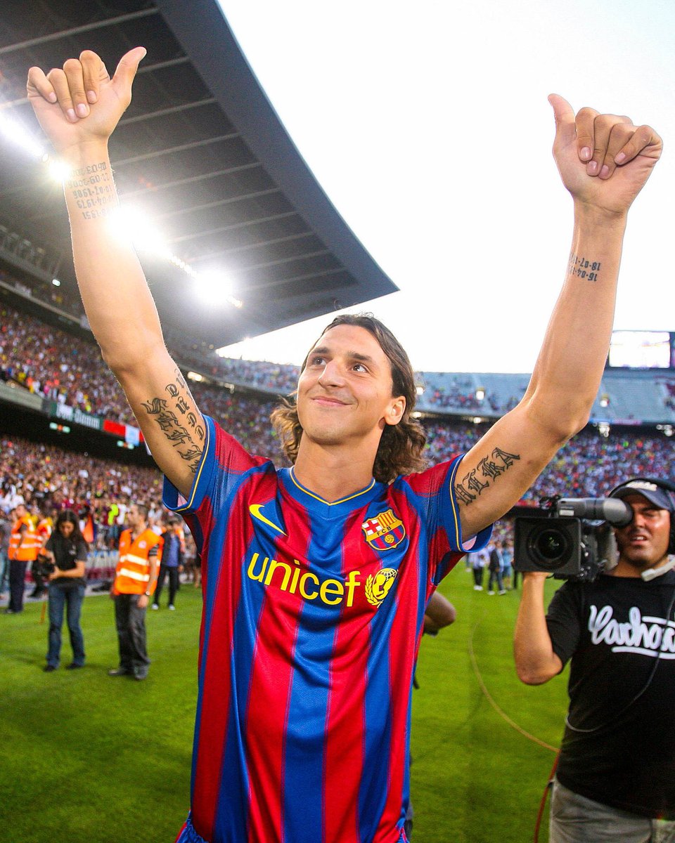 TimelineFCBarca's tweet image. Just realized Zlatan still holds the record for the biggest unveiling at Barcelona, 60,000 fans at Camp Nou.. Him!!