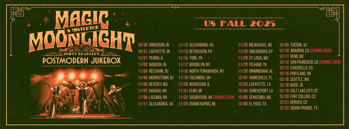 We just announced NEW US Fall Tour dates!! Get your family &amp; friends together, get dressed up &amp; get tix to experience the vintage world of PMJ live in concert at pmjtour.com