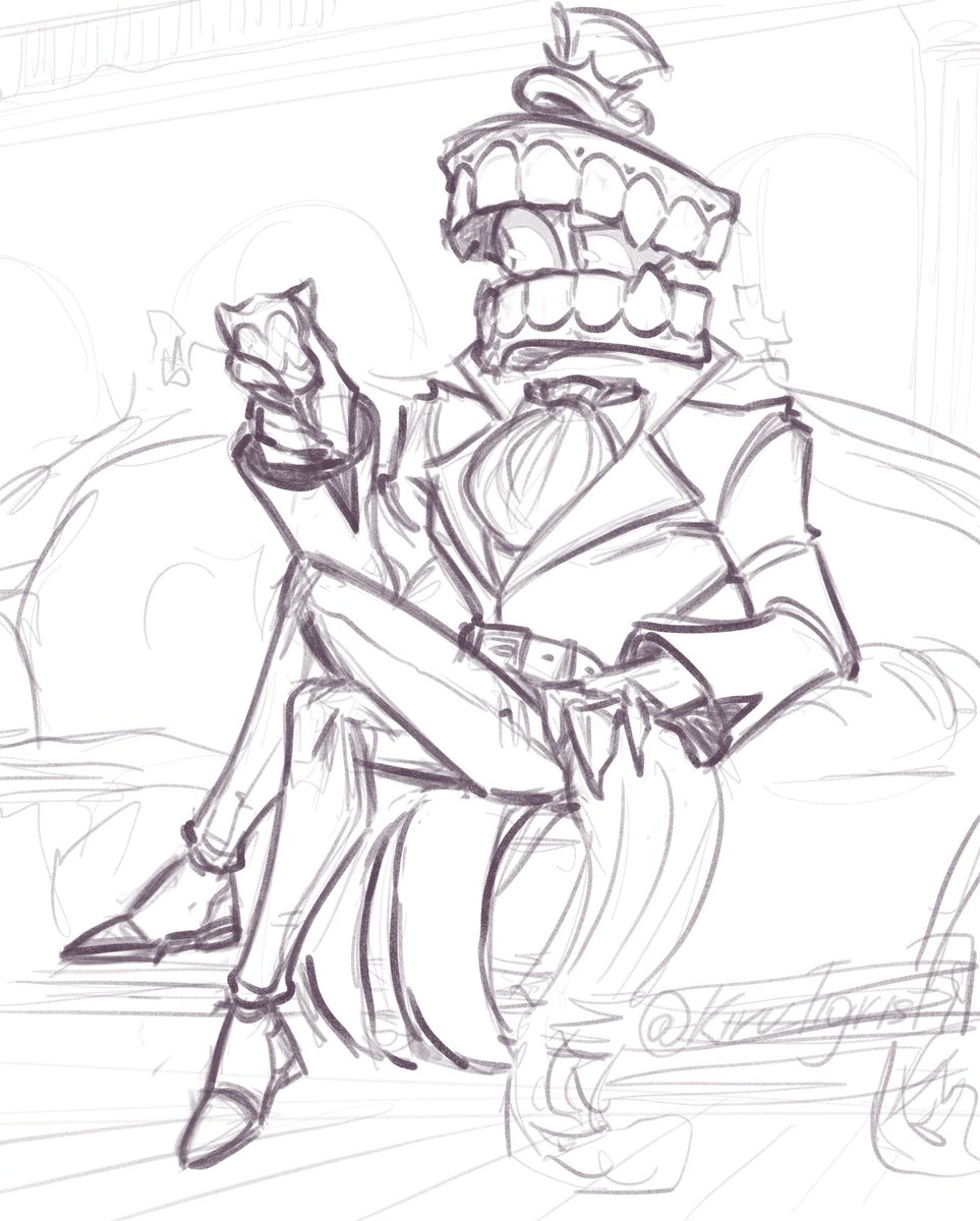 Sketch of Dreamscape Caine from my AU
Just casually serving cvnt with a glass of wine muheheheh🕺🏽❤️‍🔥

#TADC #TheAmazingDigitalCircus #Caine #sketch #doodle