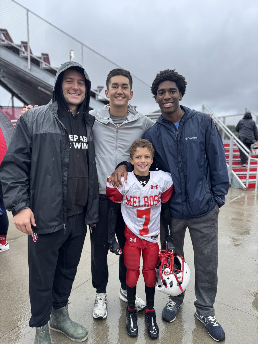 B’s first tackle football game. It was raining all morning but his big brothers still came to support.  #CrimFam
