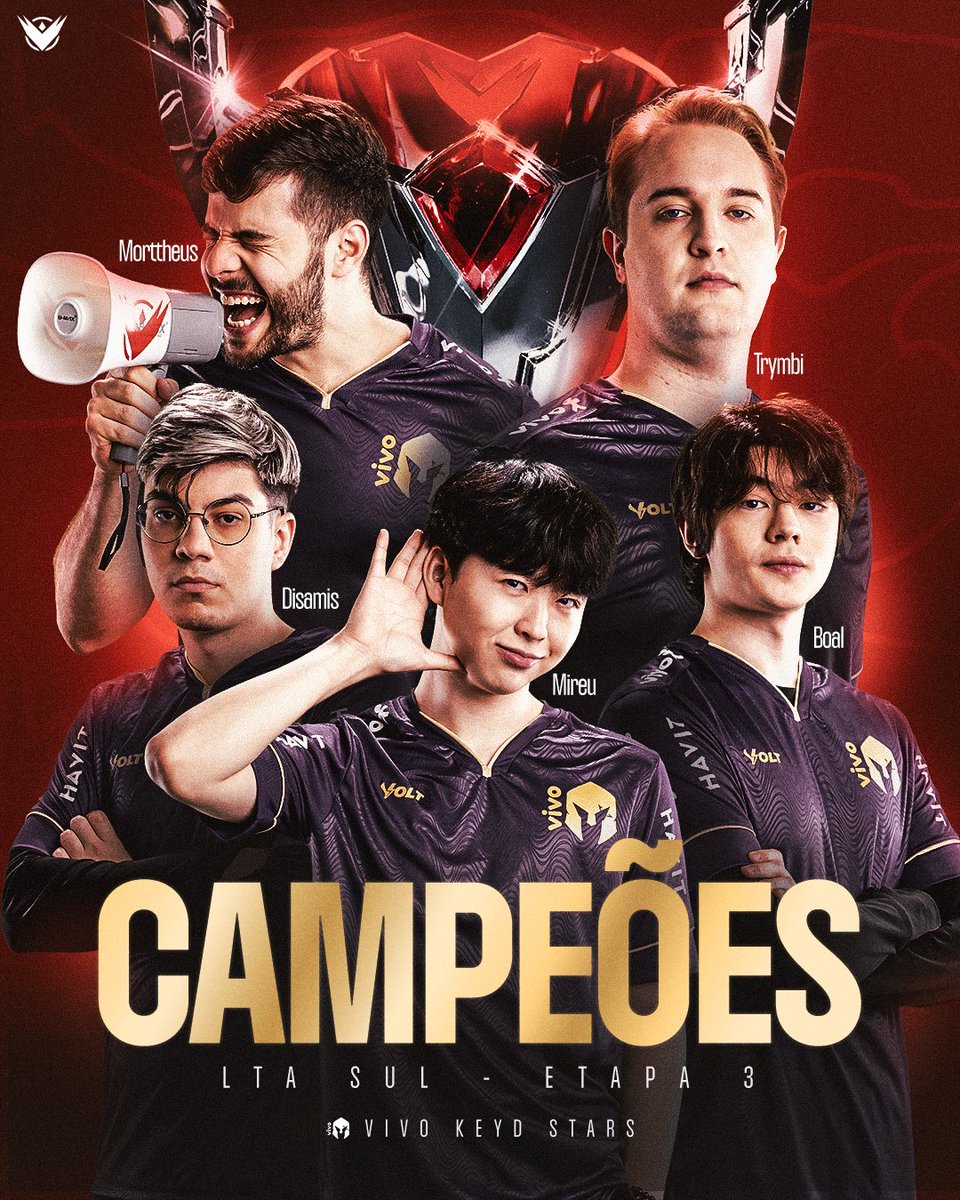 CBLOL's tweet photo. A @VivoKeyd É A GRANDE CAMPEÃ DA TERCEIRA ETAPA DA LTA SUL

Os Guerreiros quebram um tabu de 11 anos e jogarão o Worlds pela primeira vez na história! https://t.co/vRVllVMosP