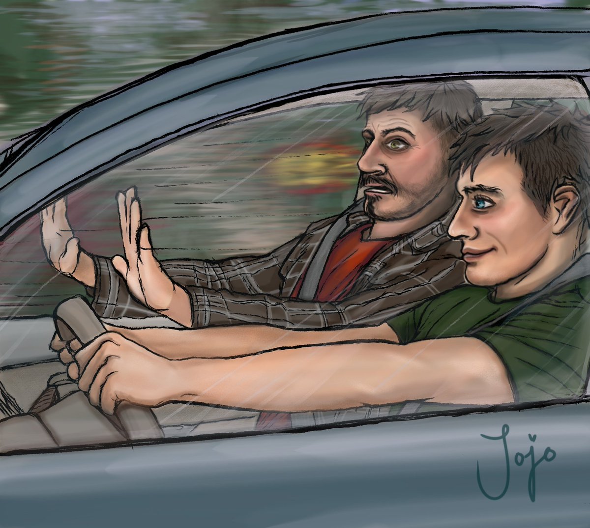 Jojjoani's tweet image. Day 5: Studying (or Dadzig trying to teach Henry how to drive 😅 🚙) 

#fluffykcd #henryofskalitz #kcd2