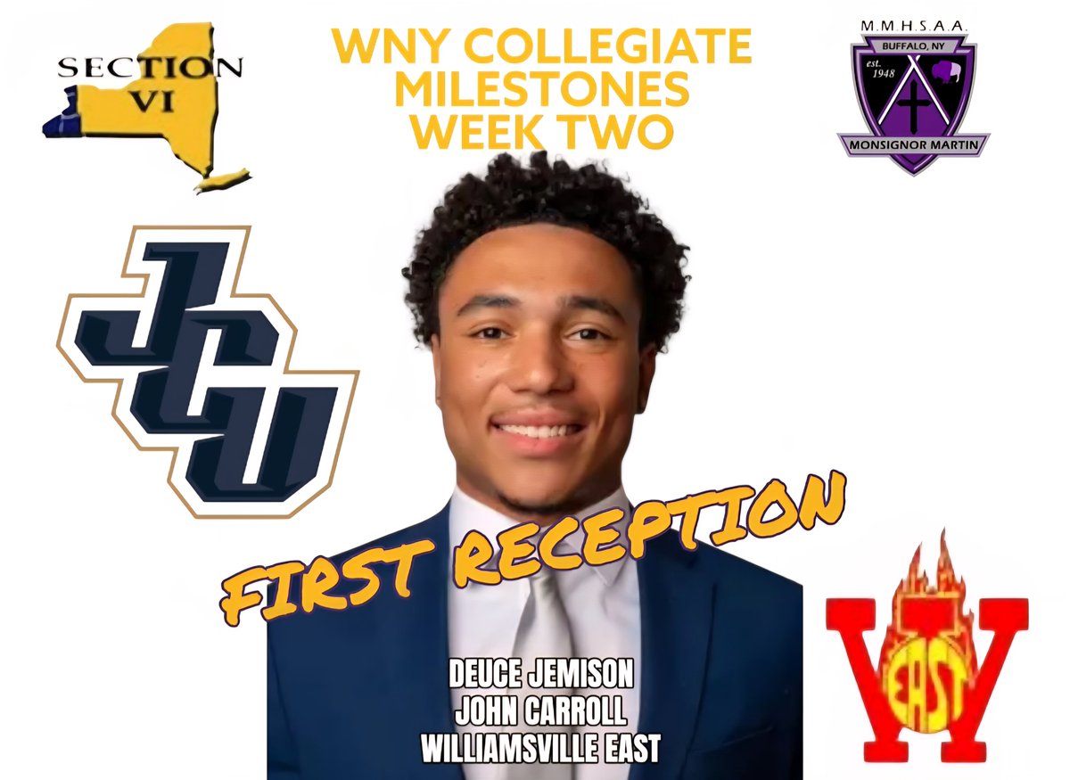 Congratulations to Williamsville East alum <a href="/deucejemison6/">Shawn (Deuce) Jemison</a> on his first career reception at Waynesburg! For more on WNY Collegiate, please visit vipsanius.com/wny-collegiate 🏈