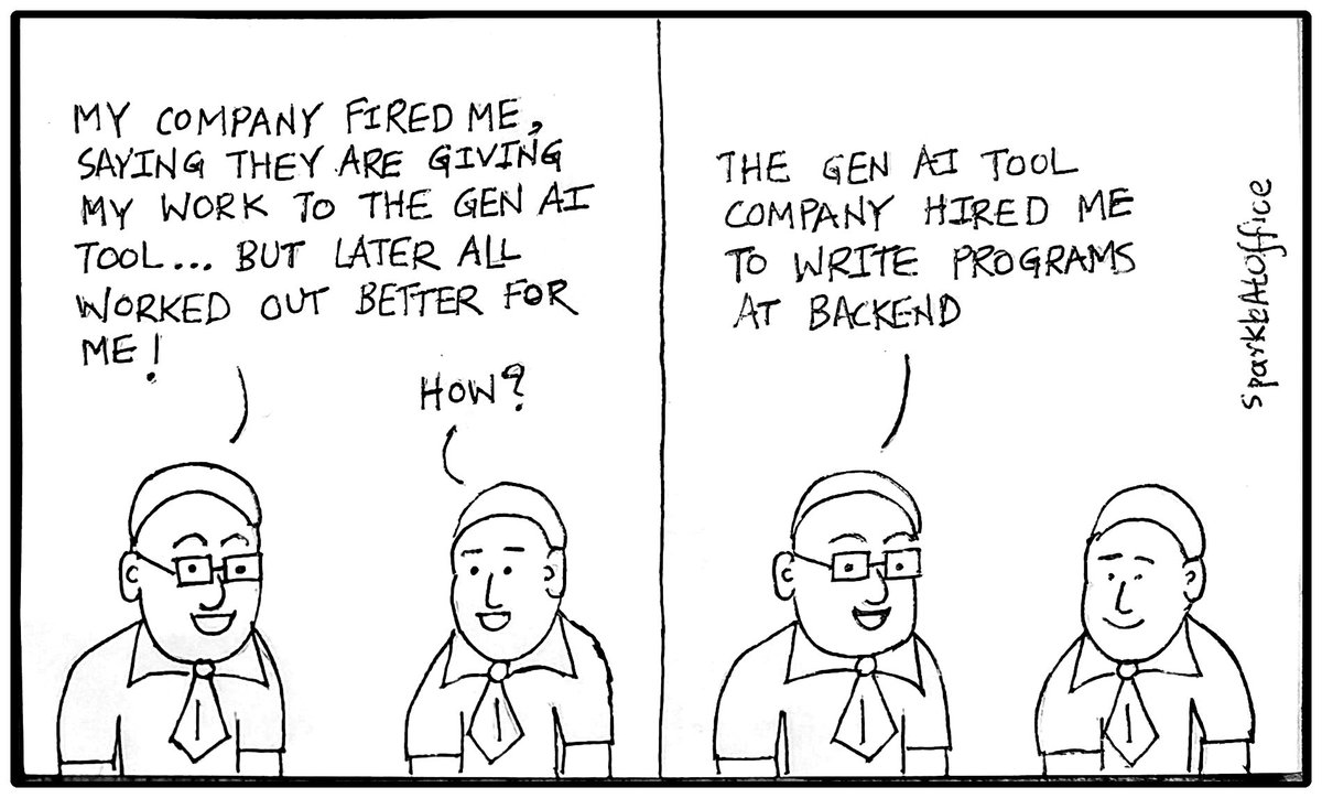 SparkleAtOffice's tweet photo. #comic #genai #challenges #officelife #sparkleatoffice https://t.co/oQtVLQephG
