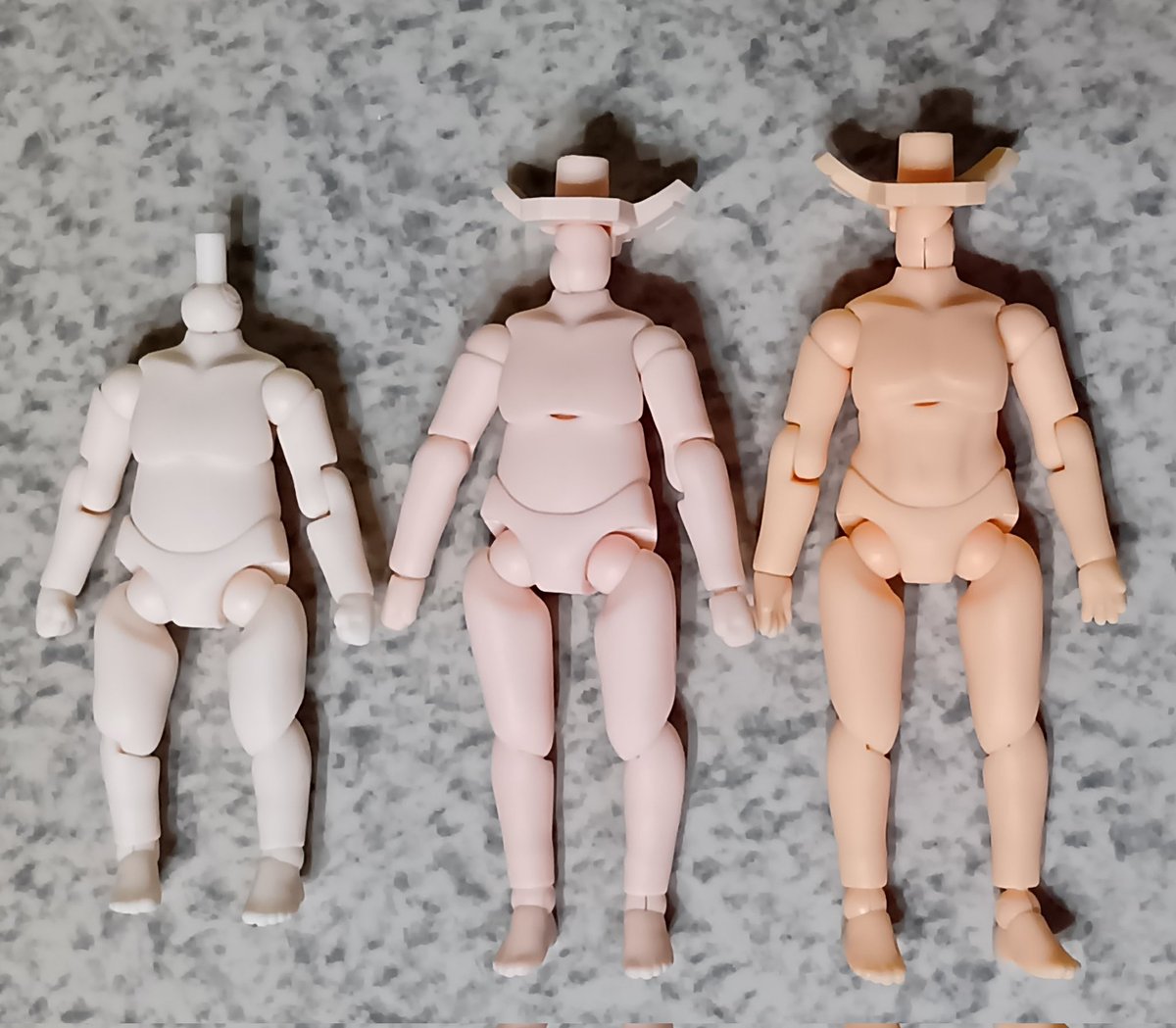 ねんどろいどどーるボディ色比較 ←sugar cream almond milk→