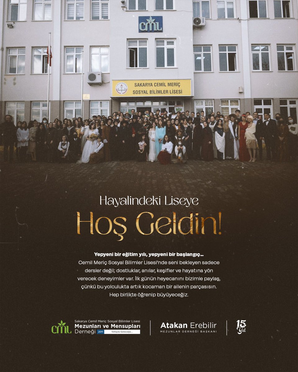 cmlder's tweet photo. 📚 Hayalindeki Liseye Hoş Geldin!
Bugün attığın adım sadece bir okula değil; dostlukların, hayallerin ve unutulmaz anıların başlayacağı yepyeni bir yolculuğa… ✨
Cemil Meriç Sosyal Bilimler Lisesi’nde seni bekleyen kocaman bir aile var. https://t.co/LufOFblXy3