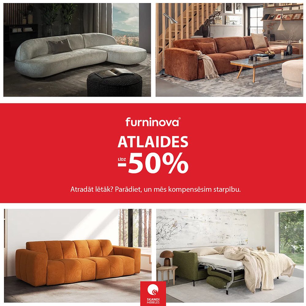 Visu septembri – īpašas atlaides Zviedru zīmola Furninova dīvāniem, gultām un krēsliem!
Un vēl – labākās cenas garantija.

👉 Atradi lētāk? Parādi mums, un kompensēsim starpību!

🔗 skandimebeles.lv/furninova