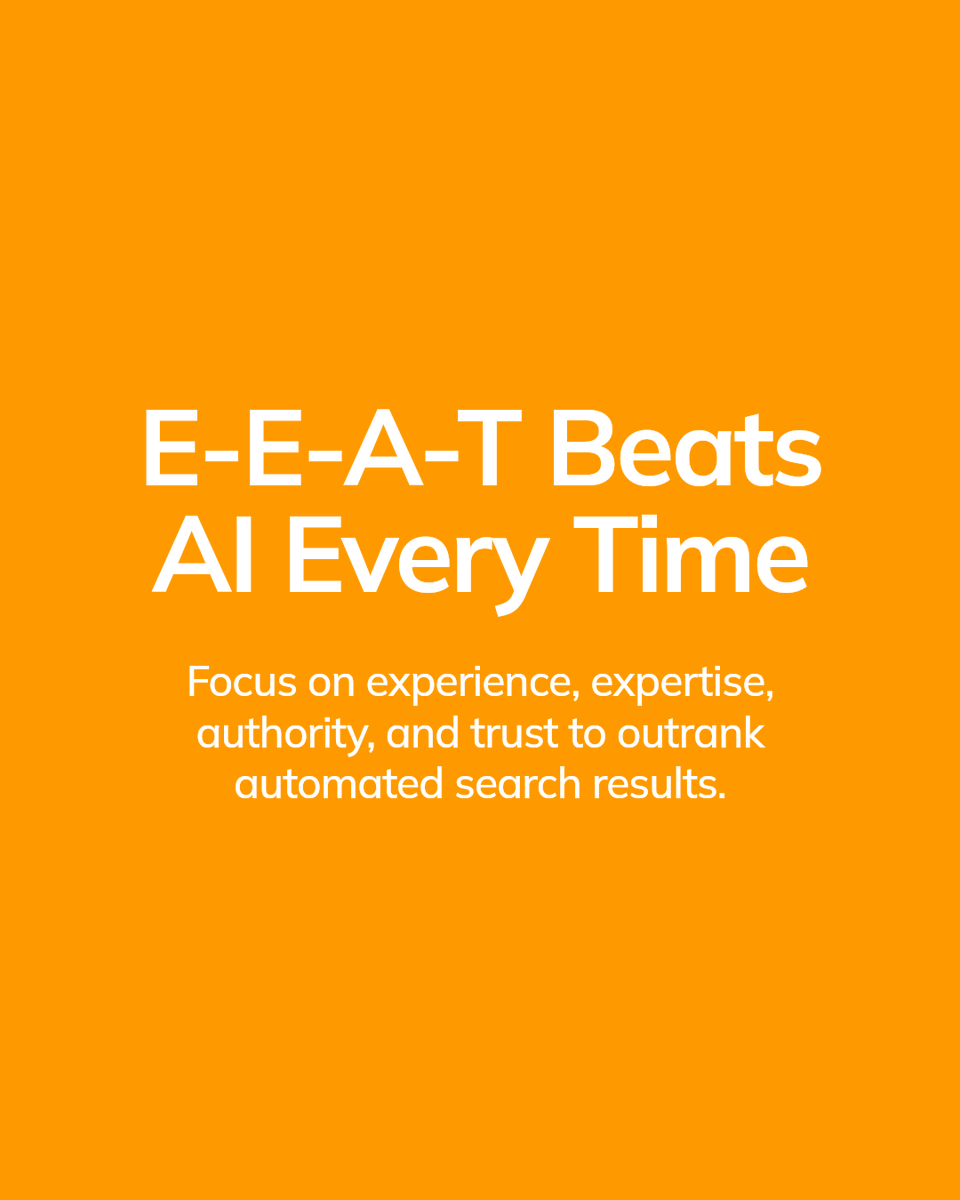 MV3Marketing's tweet photo. In the age of AI-powered search, E-E-A-T is your secret weapon.

Experience, Expertise, Authoritativeness, Trustworthiness—these are the pillars AI can't replicate.

Embrace them, and watch your content thrive. https://t.co/O8g4Tovcyc