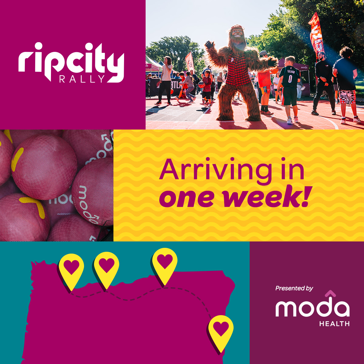 ModaHealth (@moda_health) on Twitter photo Get ready, Blazers Nation! The #RipCityRally kicks off in 1 week. From Sept. 15-19, the <a href="/trailblazers/">Portland Trail Blazers</a>, <a href="/BlazerDancers/">BlazerDancers</a> & <a href="/Moda_Health/">ModaHealth</a> will visit 4 Oregon cities for some free family fun & awesome giveaways! Donât miss out. Find out where weâll be at trailblazers.com/ripcityrally. Get ready, Blazers Nation! The #RipCityRally kicks off in 1 week. From Sept. 15-19, the <a href="/trailblazers/">Portland Trail Blazers</a>, <a href="/BlazerDancers/">BlazerDancers</a> & <a href="/Moda_Health/">ModaHealth</a> will visit 4 Oregon cities for some free family fun & awesome giveaways! Donât miss out. Find out where weâll be at trailblazers.com/ripcityrally.