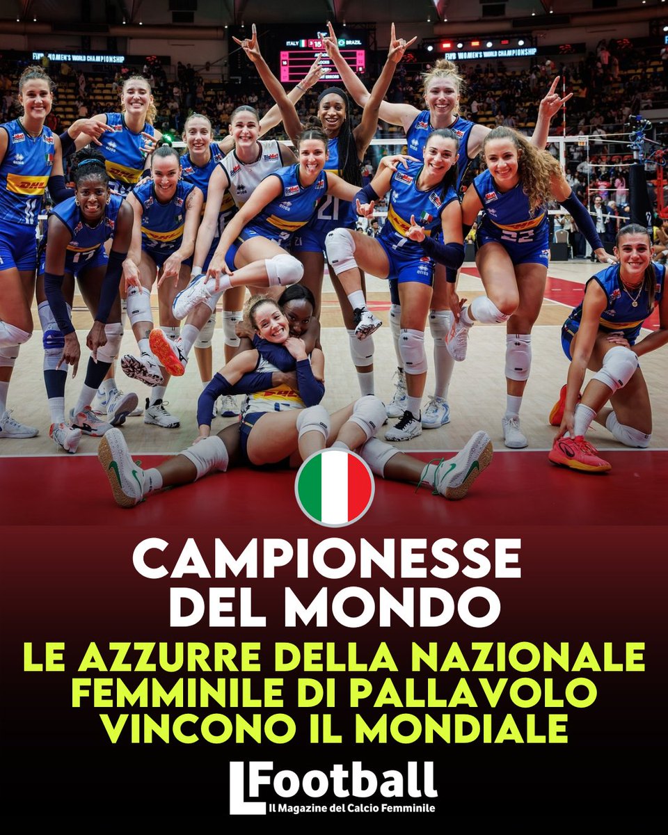 🏆🇮🇹 L'Italia della pallavolo femminile sul tetto del Mondo
🆕🥇 Le Azzurre battono la Turchia in finale e vincono il Mondiale
💙🏐 Le Atlete della Nazionale italiana entrano di diritto nella storia dello sport affermandosi come una delle squadre più forti di sempre
 #italvolley