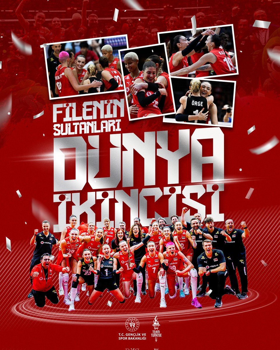💫FİLENİN SULTANLARI DÜNYA İKİNCİSİ!

🏐A Millî Kadın Voleybol Takımımız, FIVB Dünya Şampiyonası finalinde İtalya'ya çekişmeli bir maçın ardından 23-25, 25-13, 24-26, 25-19 ve 8-15'lik setlerle 3-2 yenilerek Dünya ikincisi oldu✨

Dünya şampiyonası tarihimizin en iyi derecesine