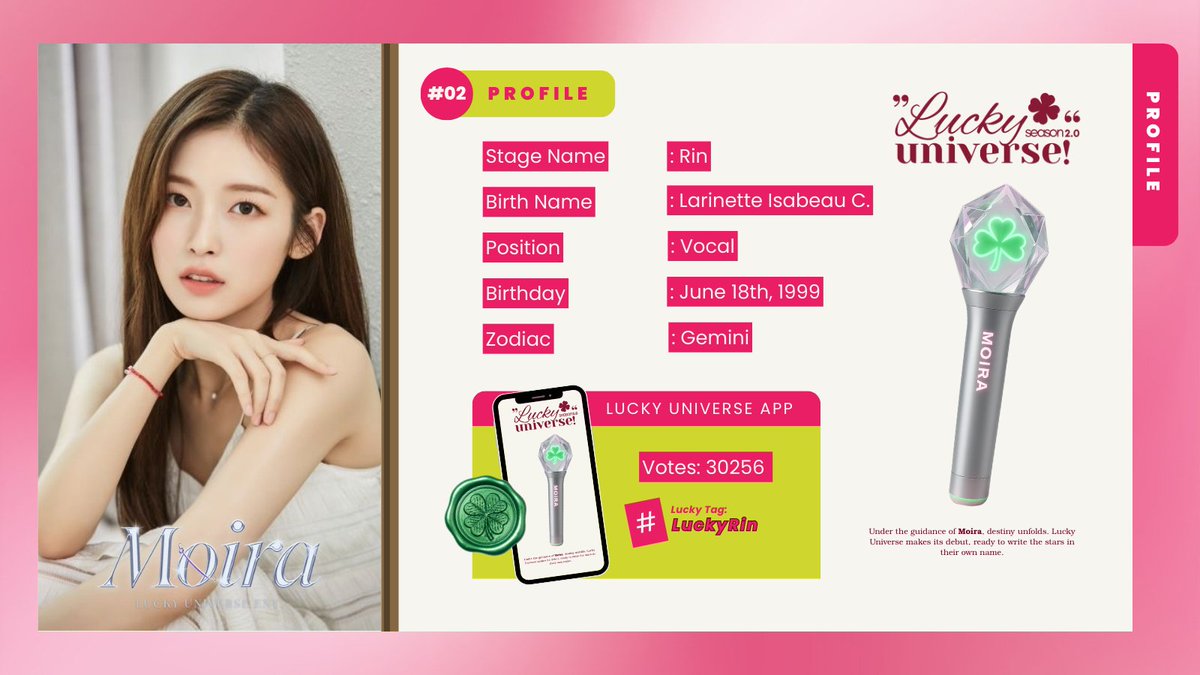 OurLuckyverse's tweet photo. However, we can't dismiss the runner-up, Larinette Isabeau Choi who gained 30256 votes within these weeks. Congratulations on placing 2nd best, pinkest member! https://t.co/ci1kr2ZGvk