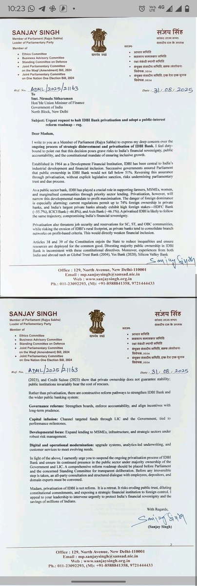 IdbiFor's tweet image. @SanjayAzadSln, thank you for raising your voice!
Privatization of Public Sector Banks is like handing over a strong base to our competitors from other countries. The profit earned from the hard work and money of Indians will be drained to foreign countries. What kind of…