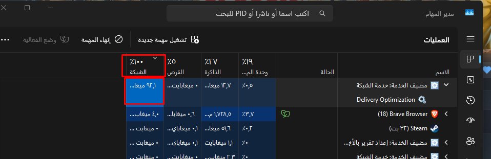 استعمال النت 100% بدون سبب مب قاعد احمل اي شيء و توني مفرمت البي سي وش الحل