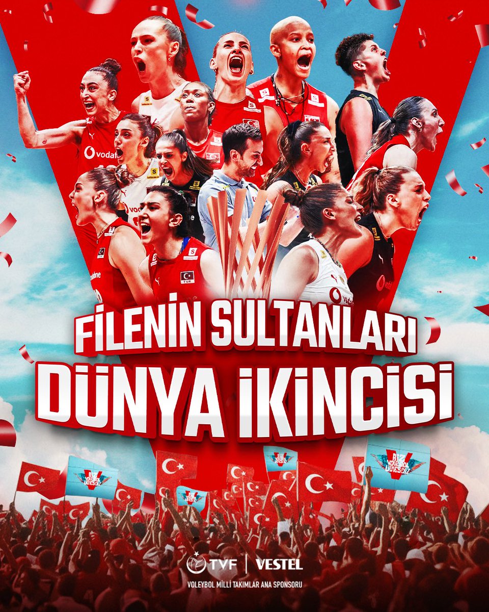 Vestel (@vestel) on Twitter photo DÜNYA ŞAMPİYONASI'NDA TARİHE GEÇTİK! 🇹🇷
Filenin Sultanları, Dünya Şampiyonası’nda tarihimizin en büyük başarılarından birini elde edip dünya ikincisi oldu, bize yine “Biz Voleybol Ülkesiyiz” dedirtti!
Son topa kadar gösterdiğiniz azim ve mücadeleyle gurur duyuyoruz.
<a href="/TVForgtr/">Türkiye Voleybol Federasyonu</a> DÜNYA ŞAMPİYONASI'NDA TARİHE GEÇTİK! 🇹🇷
Filenin Sultanları, Dünya Şampiyonası’nda tarihimizin en büyük başarılarından birini elde edip dünya ikincisi oldu, bize yine “Biz Voleybol Ülkesiyiz” dedirtti!
Son topa kadar gösterdiğiniz azim ve mücadeleyle gurur duyuyoruz.
<a href="/TVForgtr/">Türkiye Voleybol Federasyonu</a>