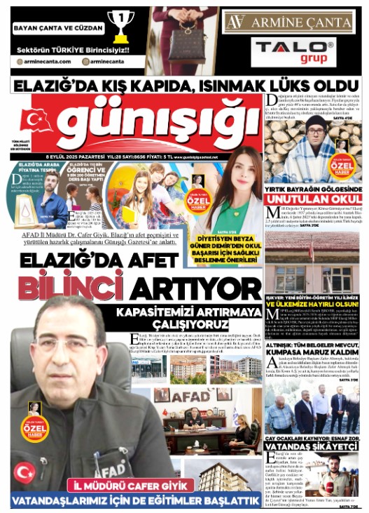 GÜNIŞIĞI GAZETESİ 1. SAYFA