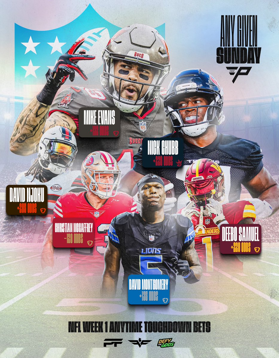 PROP๐ (@_propgod) on Twitter photo ANY GIVEN SUNDAY - WEEK 1 ๐๐ฅ
NFL Anytime Touchdown Scorers ๐
Mike Evans ๐ดโโ ๏ธ
Nick Chubb ๐ด
David Njoku ๐ค
Christian McCaffrey ๐จ
Deebo Samuel ๐ฅ
David Montgomery ๐ฆ
๐: <a href="/PropFinderApp/">PropFinder</a>
Check comments to access my full VIP card ๐ฐโฌ๏ธ ANY GIVEN SUNDAY - WEEK 1 ๐๐ฅ
NFL Anytime Touchdown Scorers ๐
Mike Evans ๐ดโโ ๏ธ
Nick Chubb ๐ด
David Njoku ๐ค
Christian McCaffrey ๐จ
Deebo Samuel ๐ฅ
David Montgomery ๐ฆ
๐: <a href="/PropFinderApp/">PropFinder</a>
Check comments to access my full VIP card ๐ฐโฌ๏ธ