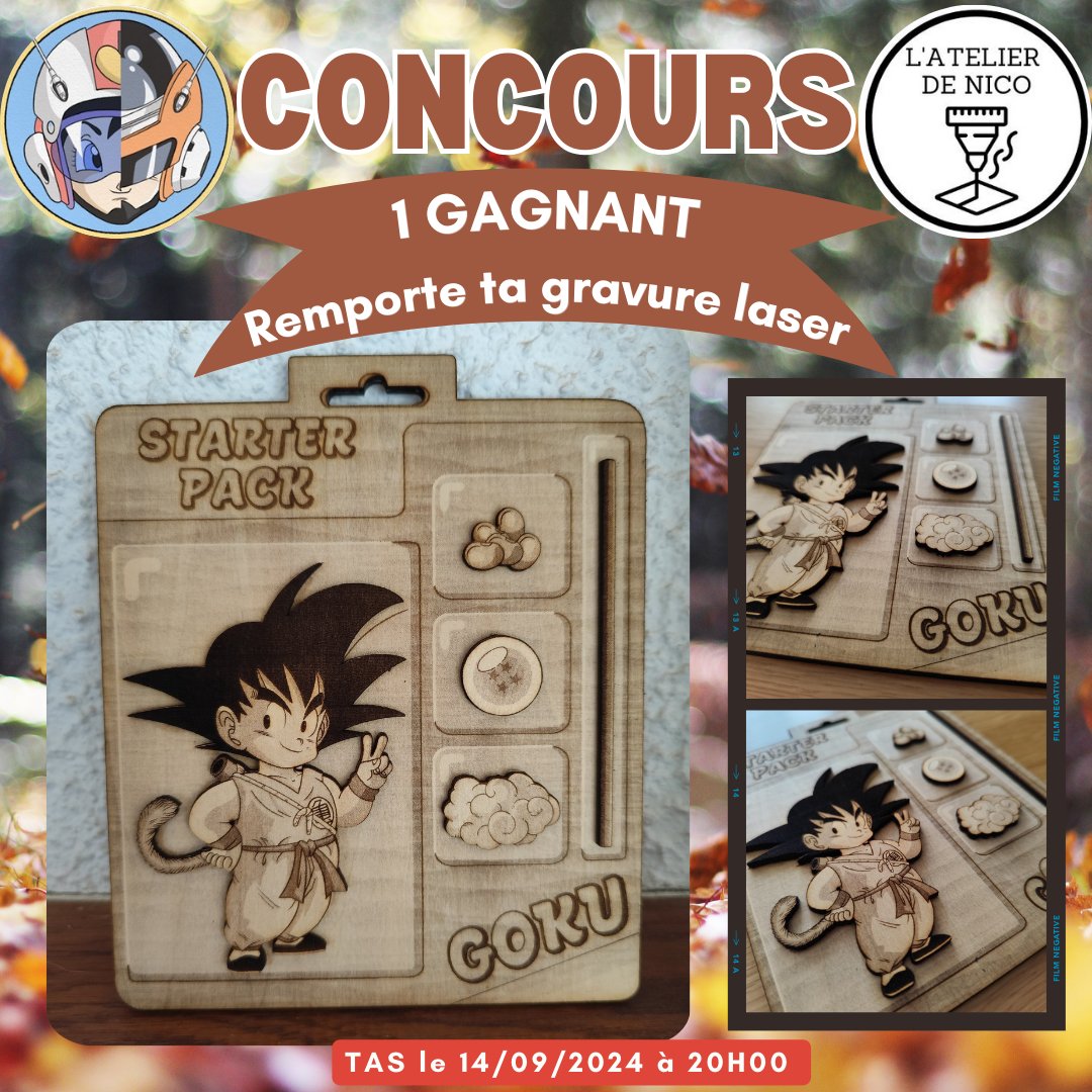🔵#Concours🔵
📷En collab avec <a href="/WeSatInTheCar/">kidd</a> nous vous offrons une gravure sur bois réalisée à partir d'une de ses œuvres : Le Starter Pack Goku😎
▶️Pour participer :
📷Like et RT ce post
📷Follow <a href="/Atelier2Nico/">L'Atelier de Nico</a> &amp; <a href="/WeSatInTheCar/">kidd</a>
📷Tag un ami en commentaire
Jeu ouvert à l'UE 🇪🇺