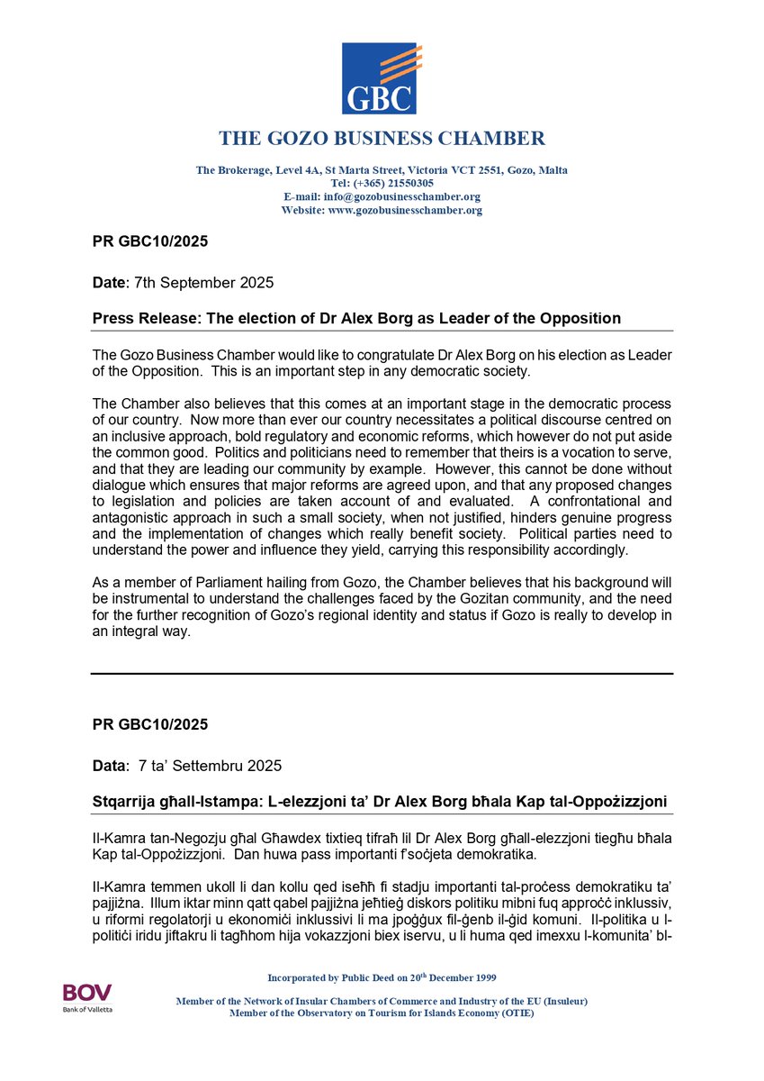 The Gozo Business Chamber tweet media